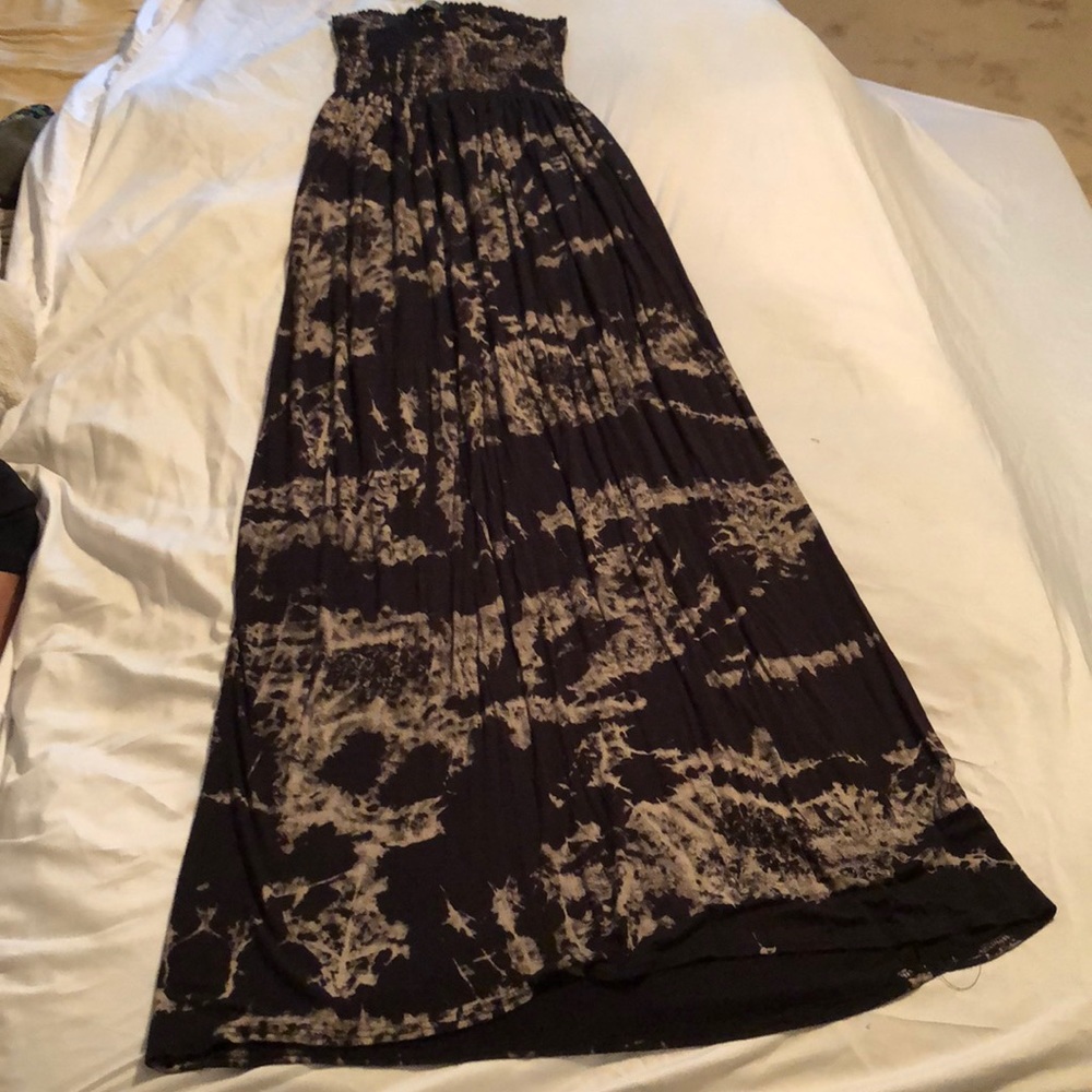 NWOT Black and Tan tie dye maxi dress
